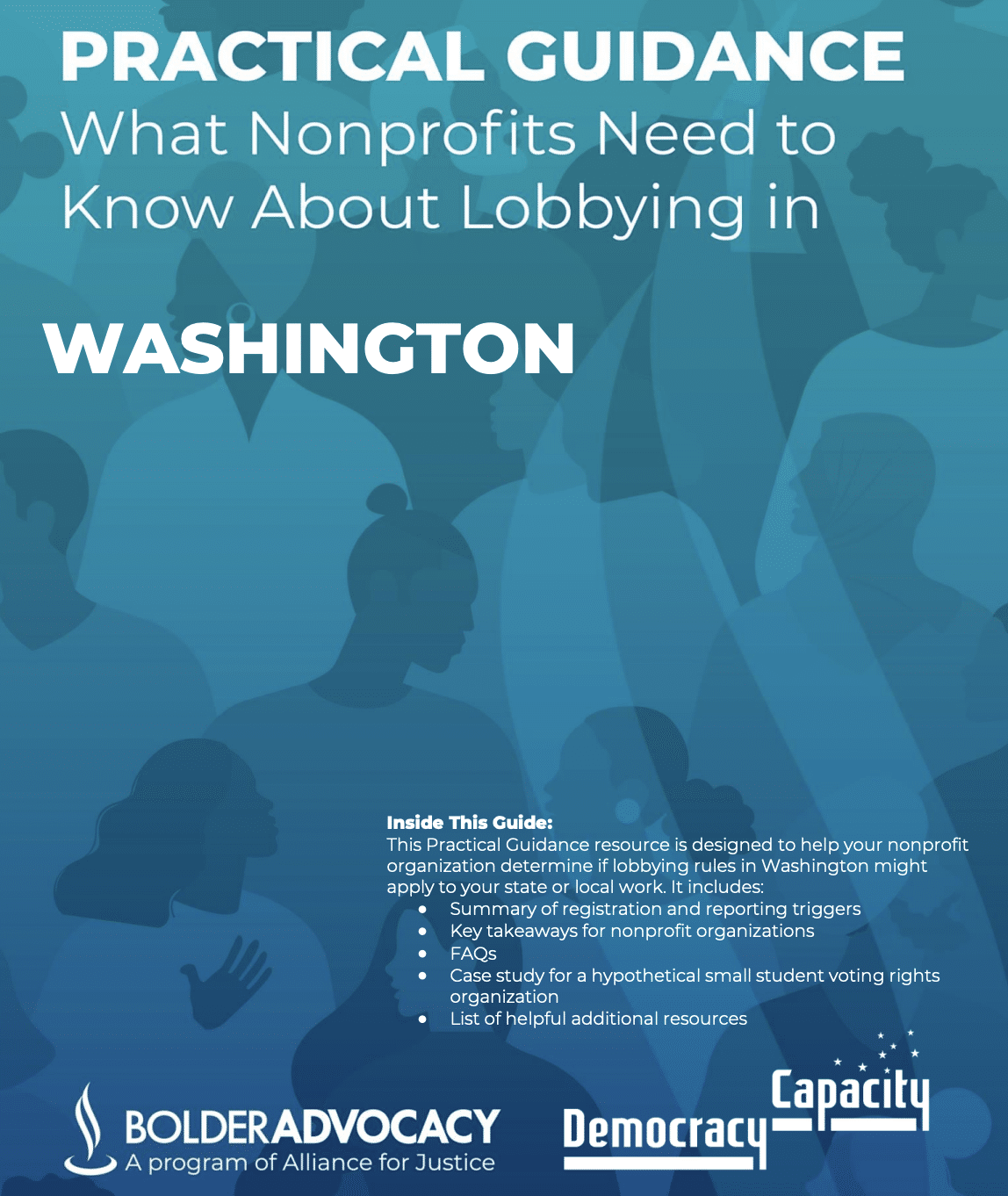 Cover page of the resource entitled Practical Guidance: What Nonprojects Need to Know About Lobbying in Washington