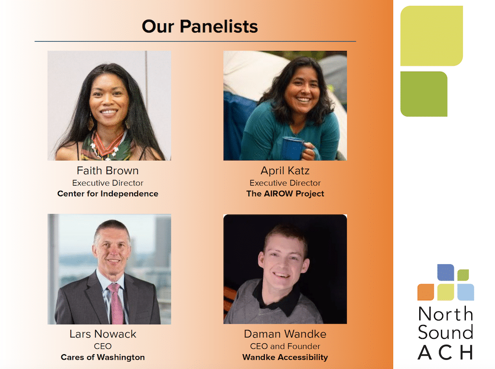 Screenshot of the powerpoint presentation, showing photos of the four panelists