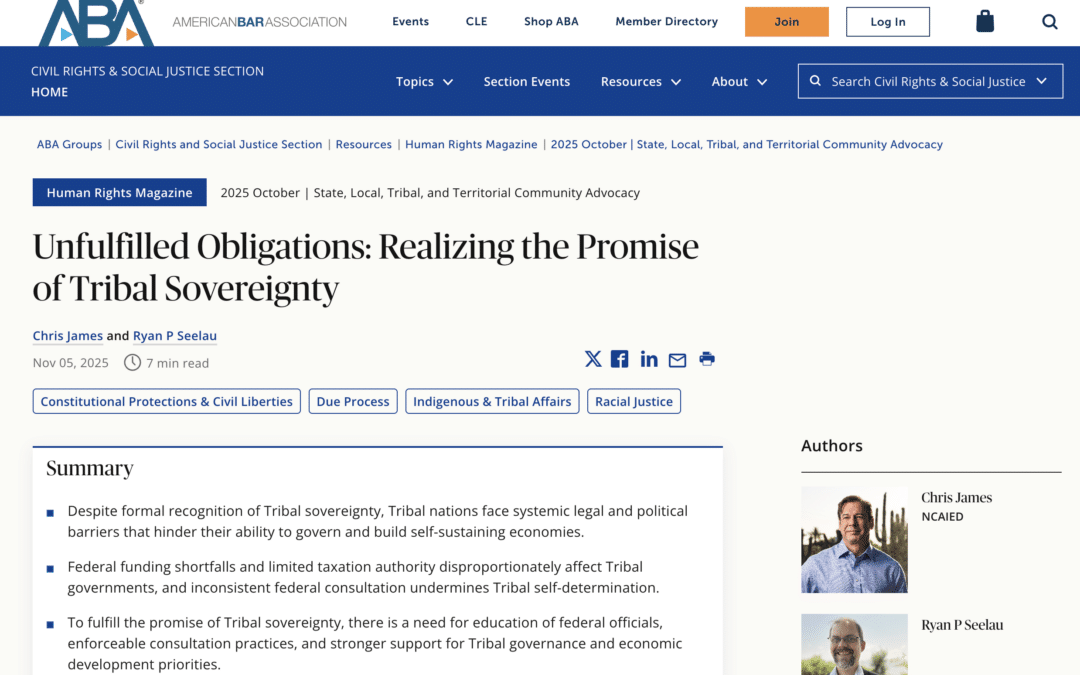 Unfulfilled Obligations: Realizing the Promise of Tribal Sovereignty
