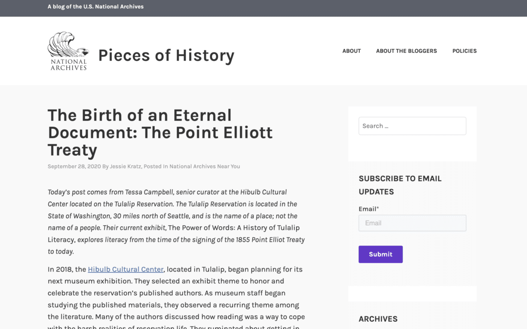 The Birth of an Eternal Document: The Point Elliott Treaty